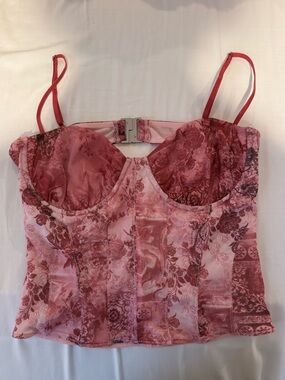 TIGER MIST Pink Floral Bustier Top